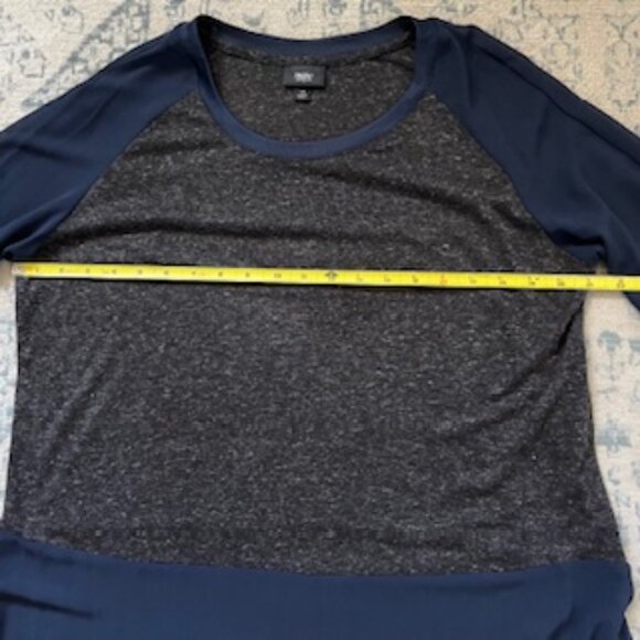 🧡 3/15 Mossimo Linen Blend Semi Sheer Gray Navy Long Sleeve Top Women's L/G - Picture 5 of 12